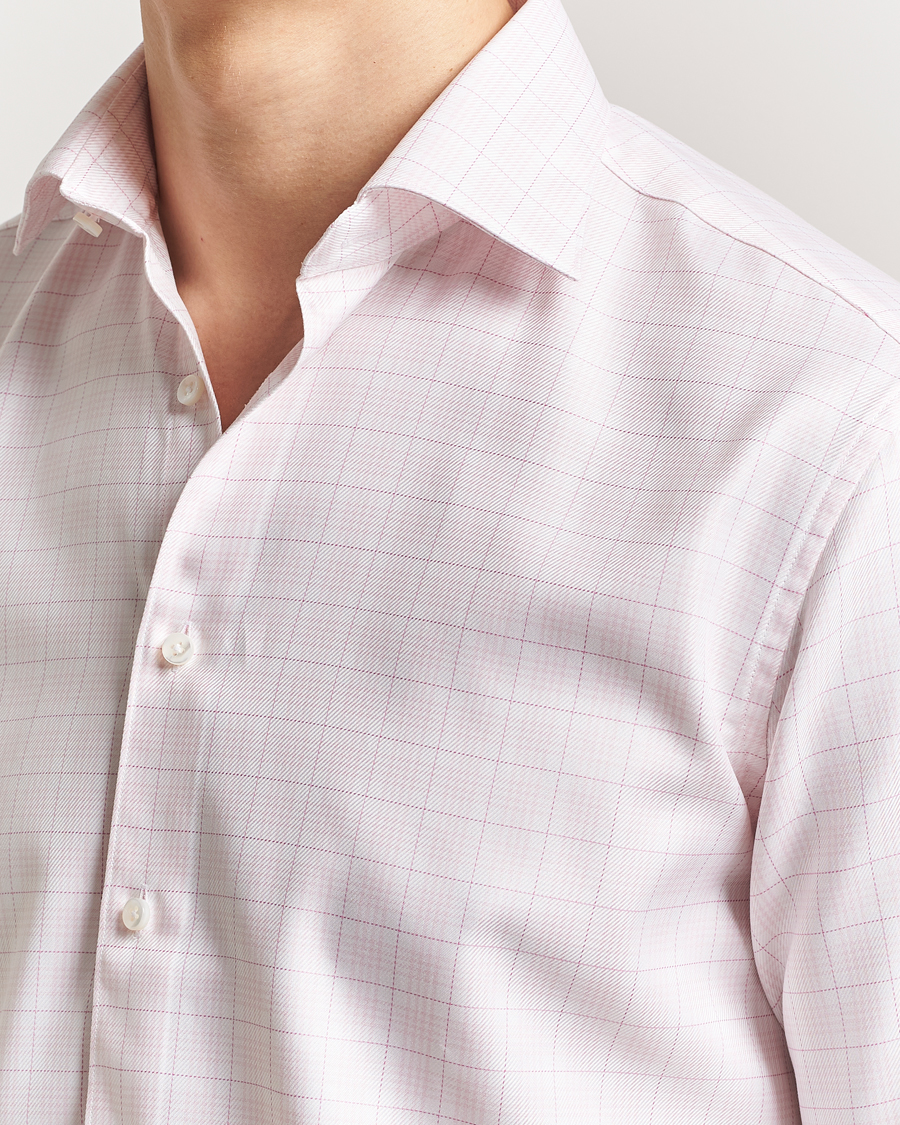 Stenströms Fitted Body Checked Shirt Pink
