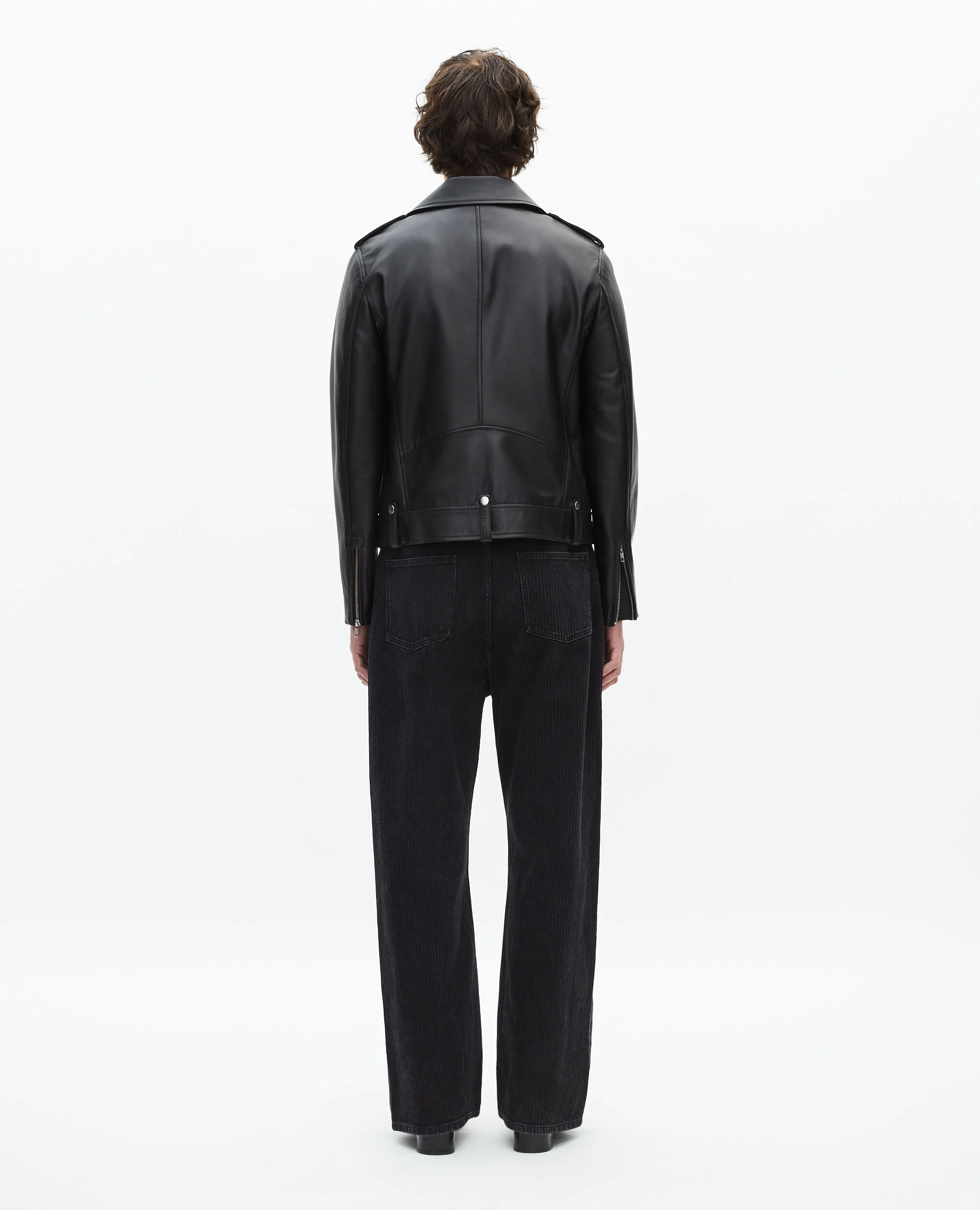 Blouson biker en cuir noir