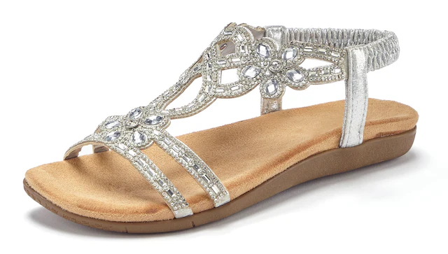 Vivance Sandale »Sommerschuh«  Sandalette, Sommerschuh mit elastischen Riemen & Glitzersteinen VEGAN