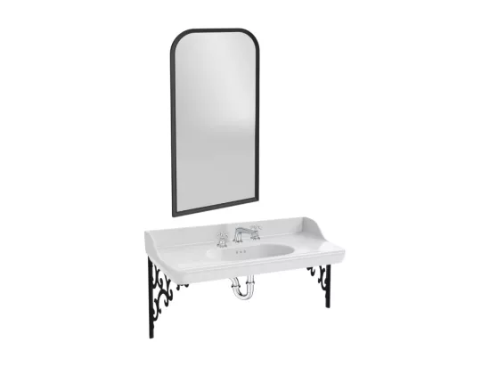 Pack plan vasque suspendu 3 trous JACOB DELAFON Cléo 1889 + miroir + mélangeur croisillon chromé + siphon chromé