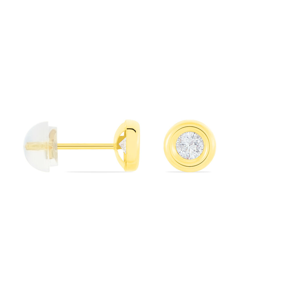 Boucles D'oreilles Puces Eden Serti Pneu Or Jaune Oxyde De Zirconium