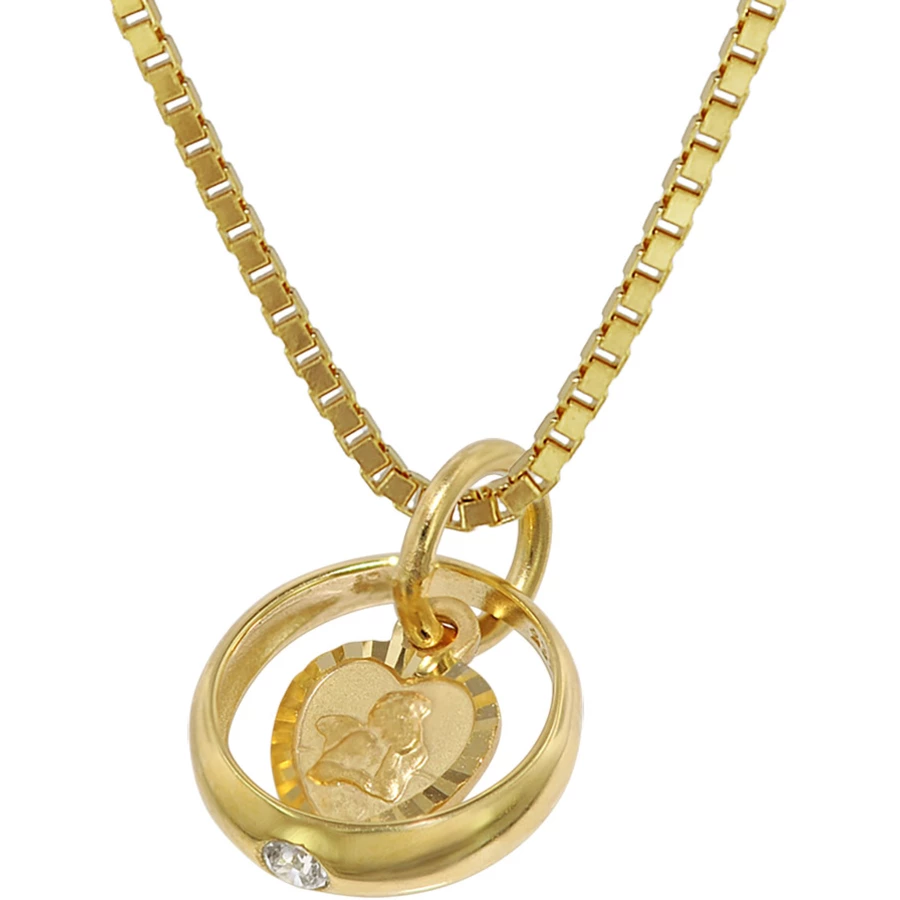trendor Taufring mit Amorherz Gold 585 an goldplattierter Silberkette gold