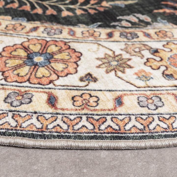 Rond vintage buitenkleed - Santo Flora Donkergroen