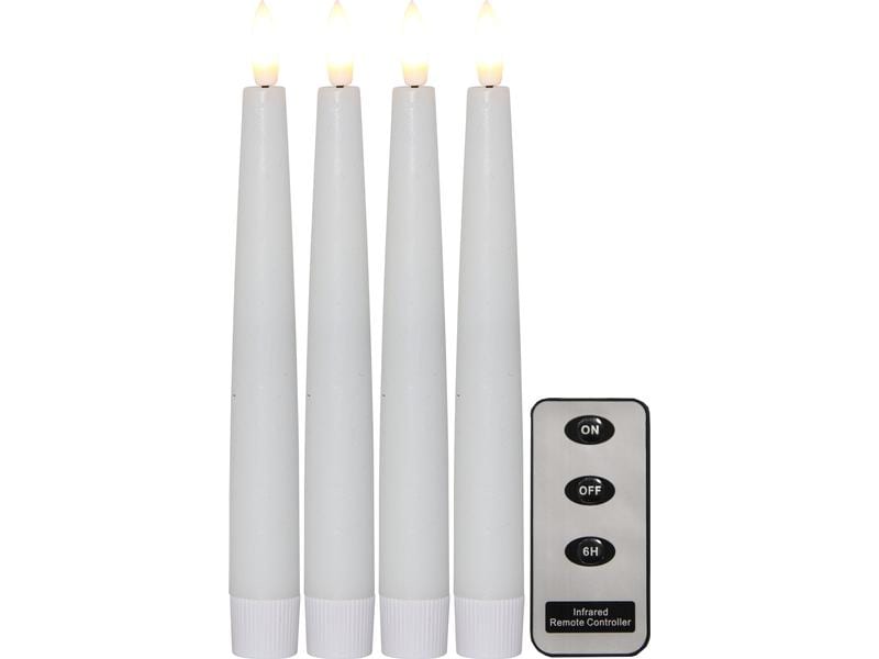 Star Trading LED-Stabkerzen Set Dinner Flamme Ø 2.1 x 20 cm LED Kerzen mit Fernbedienung