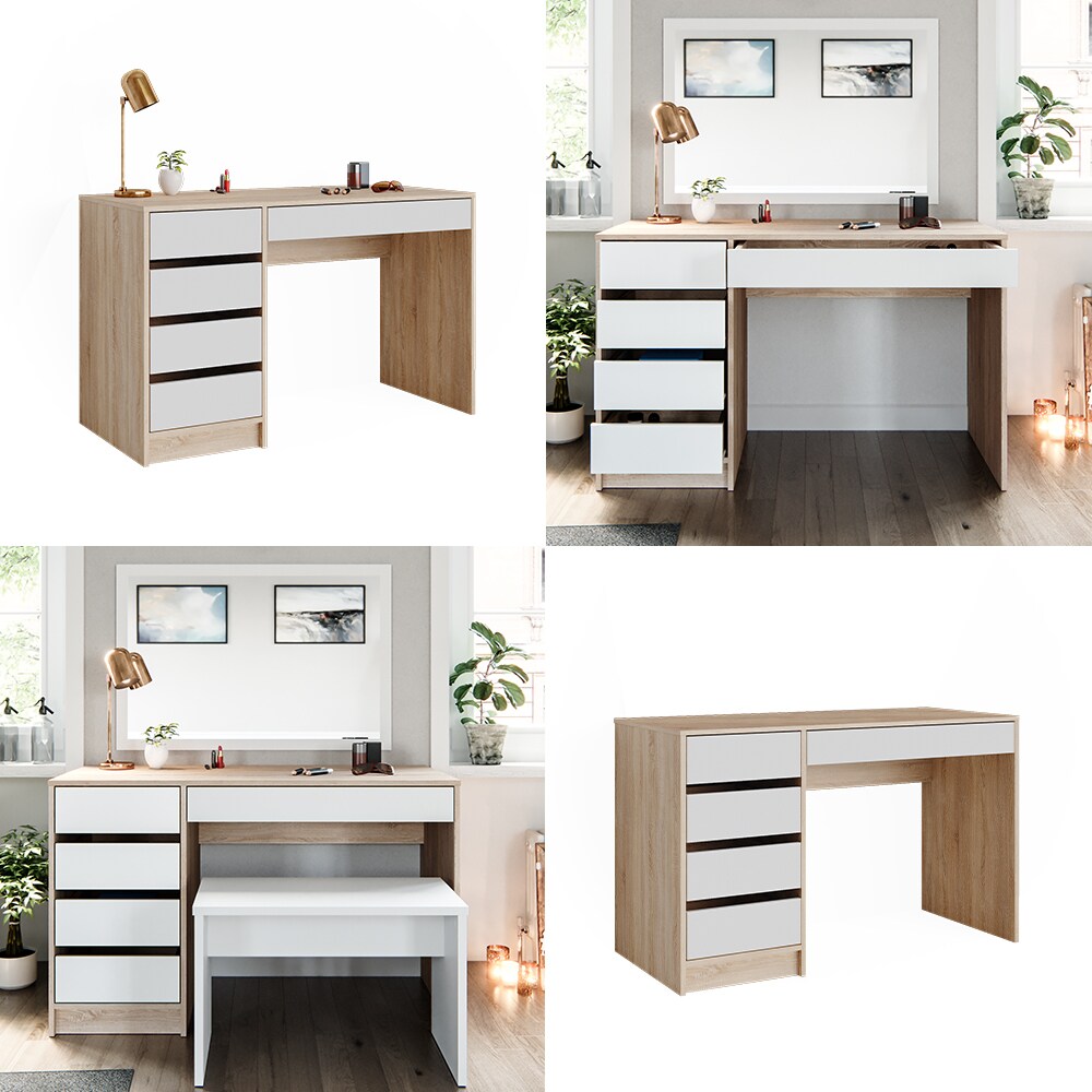Vicco Schminktisch Sherry Sonoma Weiß 120 x 75 cm Schlafzimmer