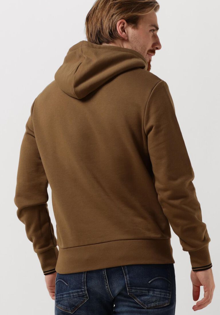 FRED PERRY camel fred perry sweater tipped hooded sweatshirt