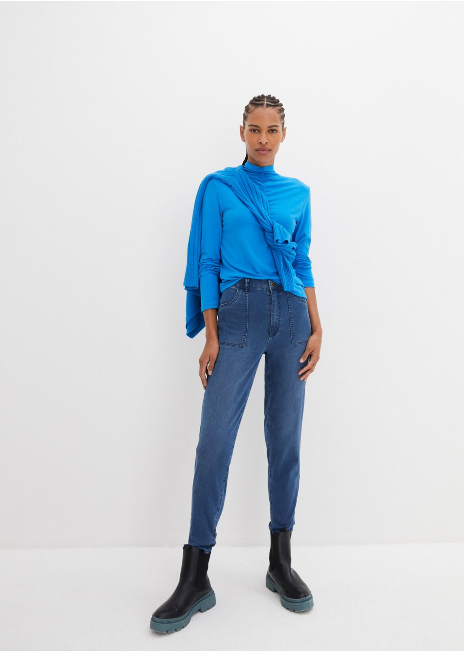 Jean thermo coupe haute Mom, avec taille confortable