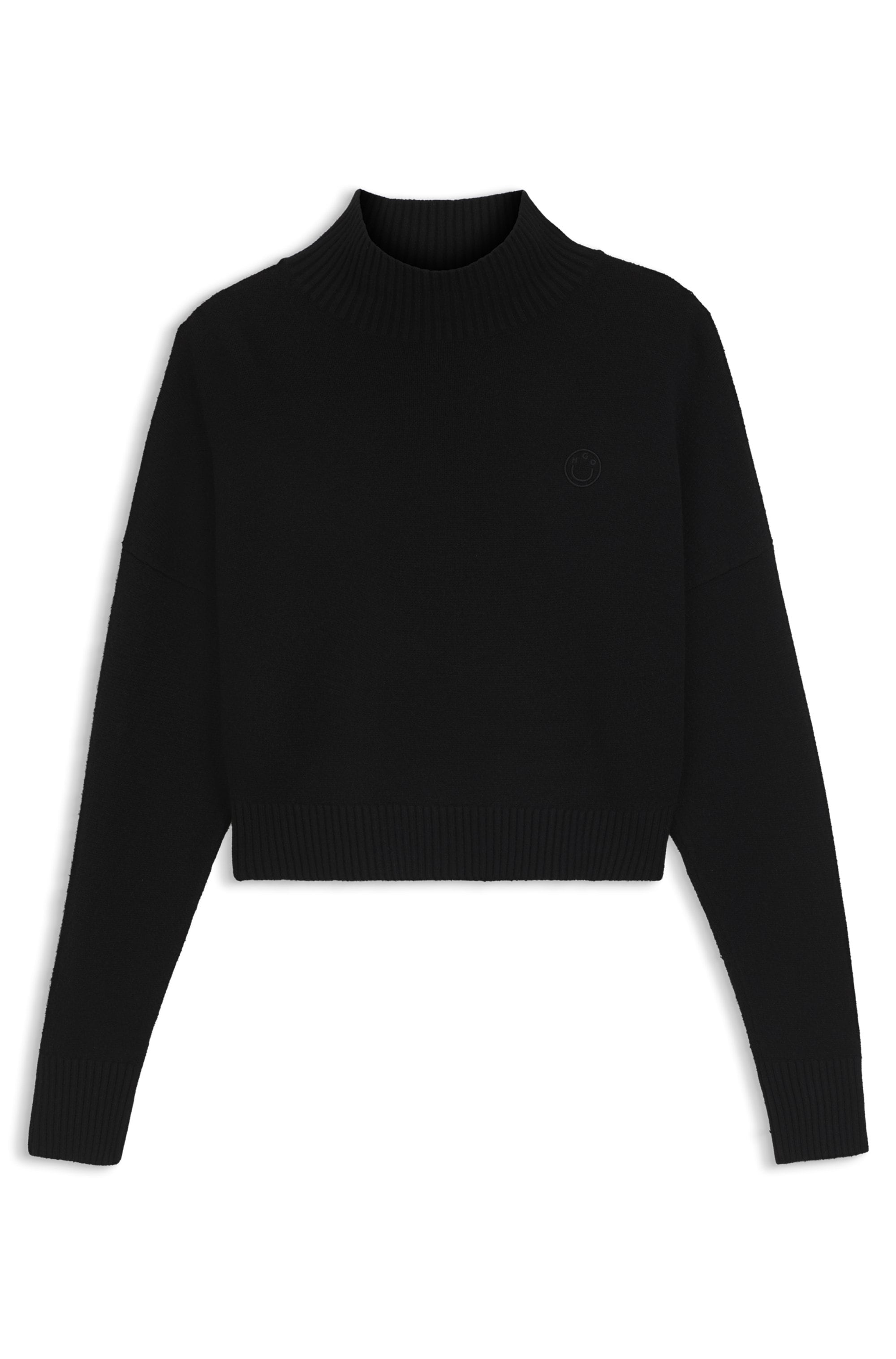 HUGO Blue Stehkragenpullover »Sesty« in Cropped-Länge, Oversize Fit