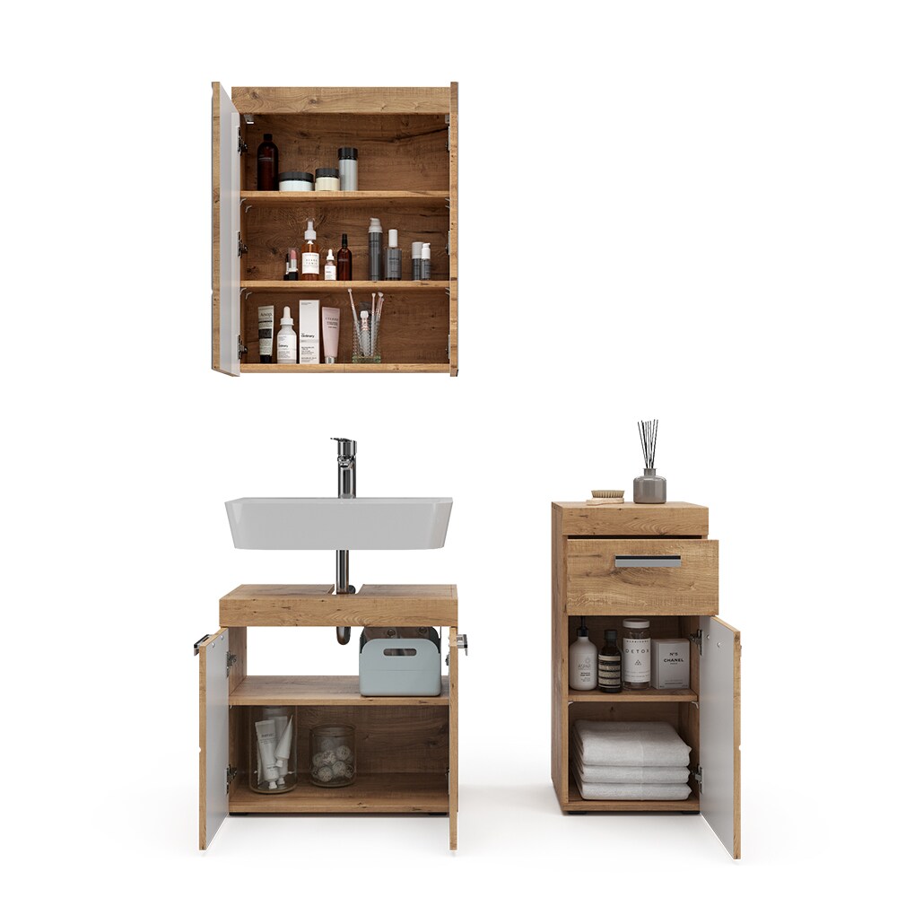 Vicco Badmöbel Set Badezimmermöbel Luna Spiegelschrank Unterschrank Midischrank