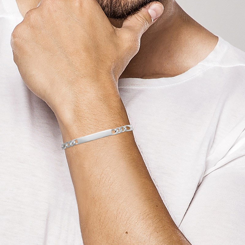 Gourmette Homme - Argent 925 - Cheval alternée 1+3 - Largeur : 5 mm - Longueur : 18 cm