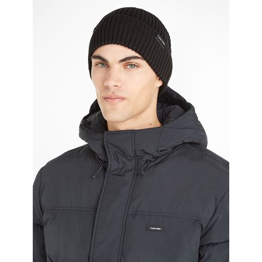Calvin Klein Classic Rib Beanie, Sort, One size