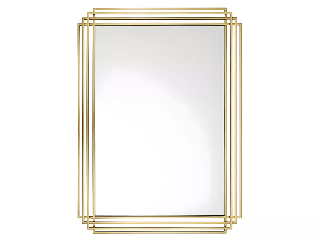 Miroir art déco en métal - L.80 x H. 110 cm - Doré - SAMBA