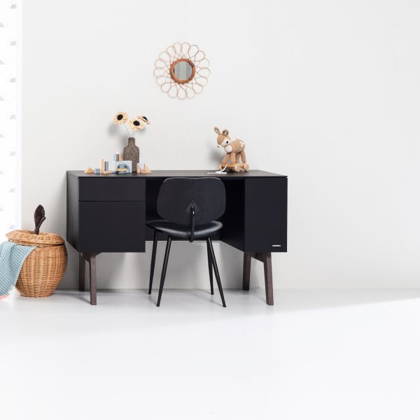 Kidsmill Sixties Bureau Zwart Mat / Walnoot