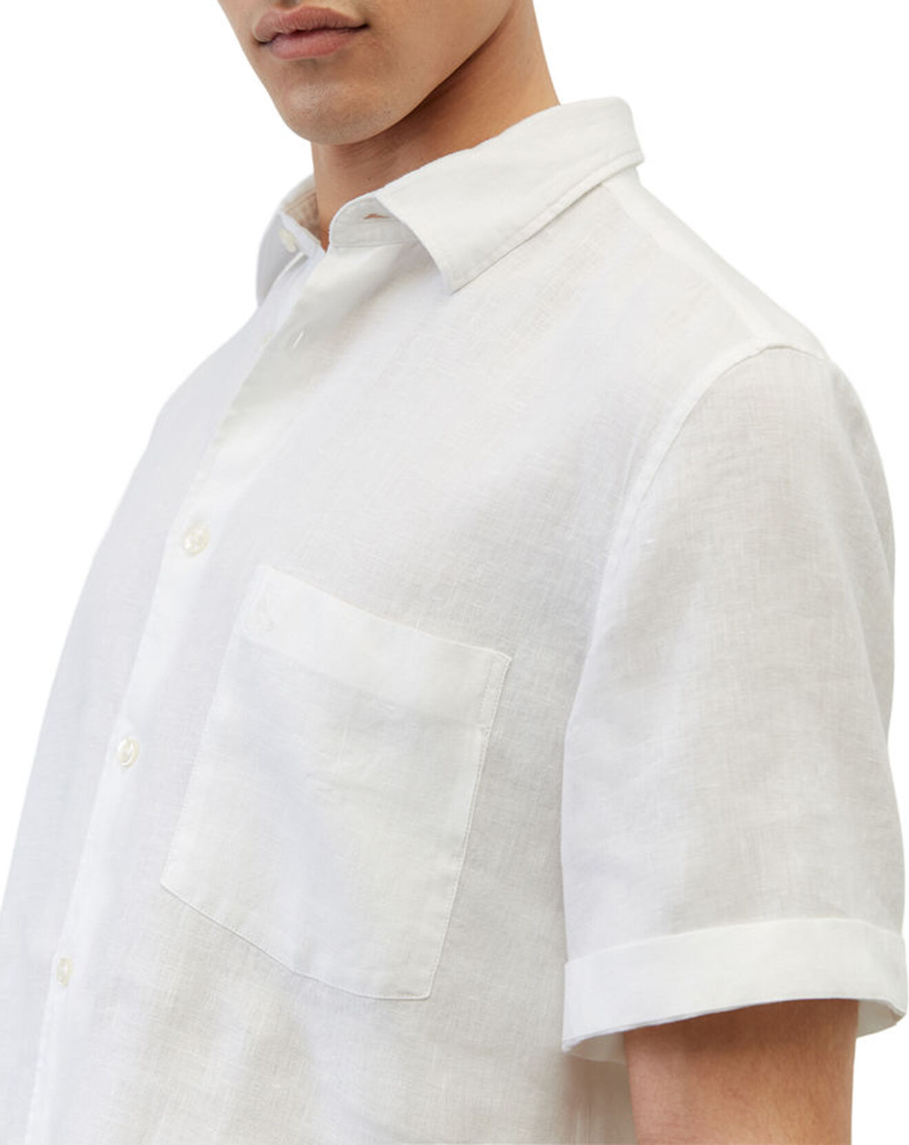 Marc O'Polo Chemise 100% Lin manches courtes Une Rf Poche blanche