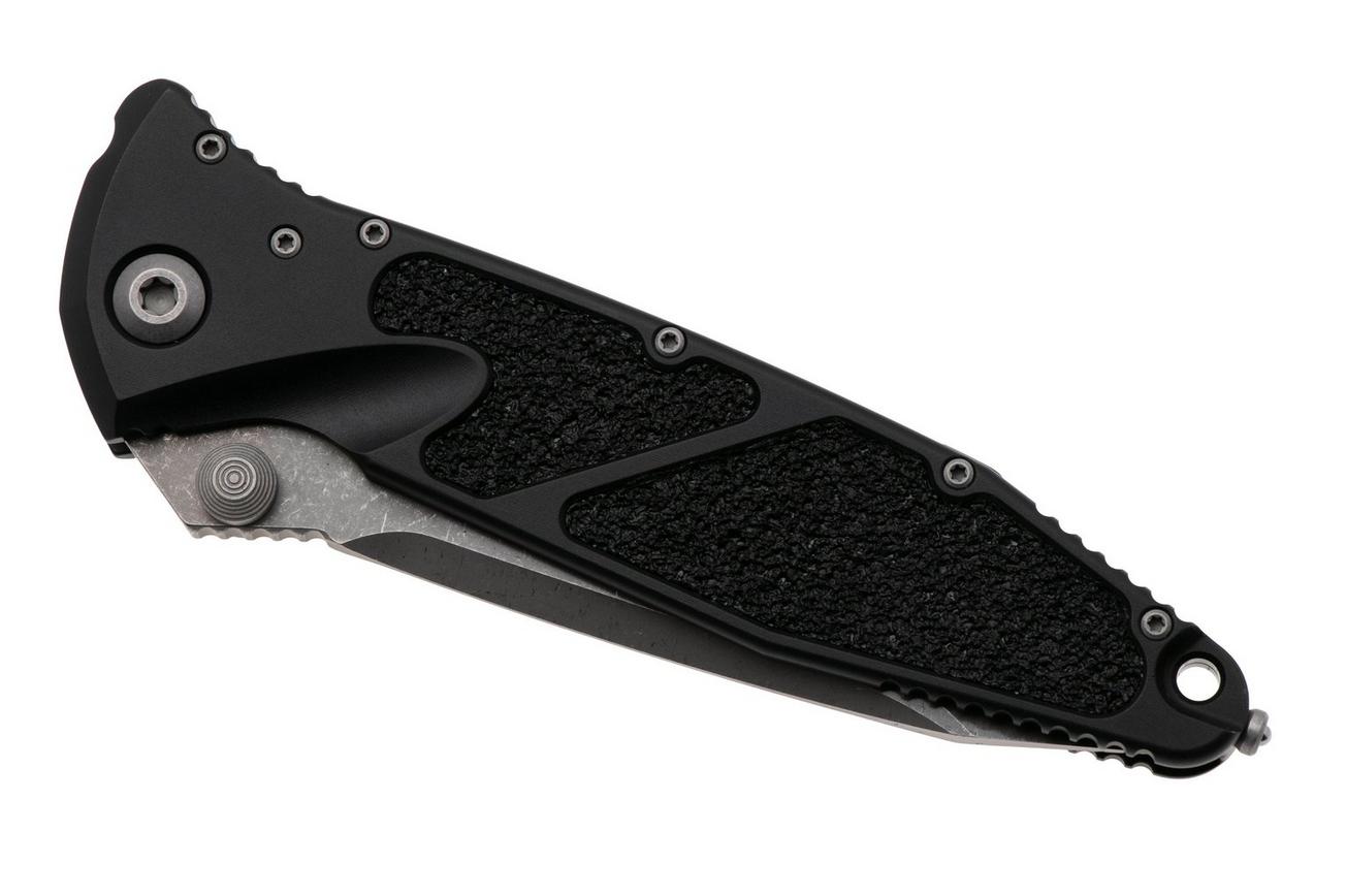 Microtech Socom Elite 161-10AP, Apocalyptic Stonewashed M390 Tanto, Black Aluminum zakmes