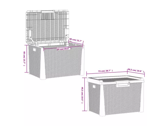 Boîte de rangement de jardin anthracite 125 L PP