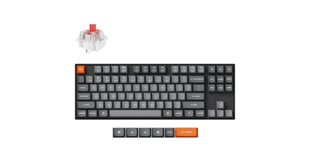 KeychronK8 Max-H1, toetsenbord  (Zwart, US lay-out, Keychron Super Red, 80% TKL, RGB leds, OSA Double-shot PBT, hot swap, USB-C | 2.4 GHz | Bluetooth 5.1)