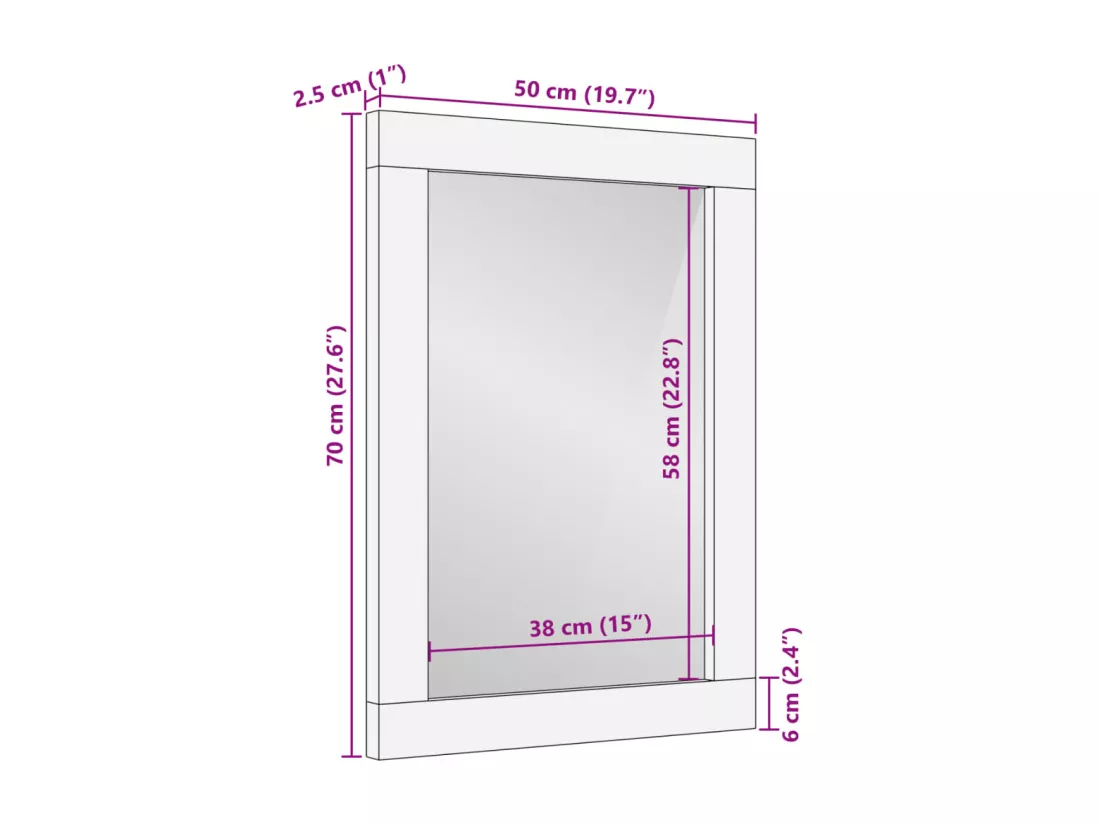 Miroir de bain noir 50x70x2,5 cm bois d'ingénierie et laiton