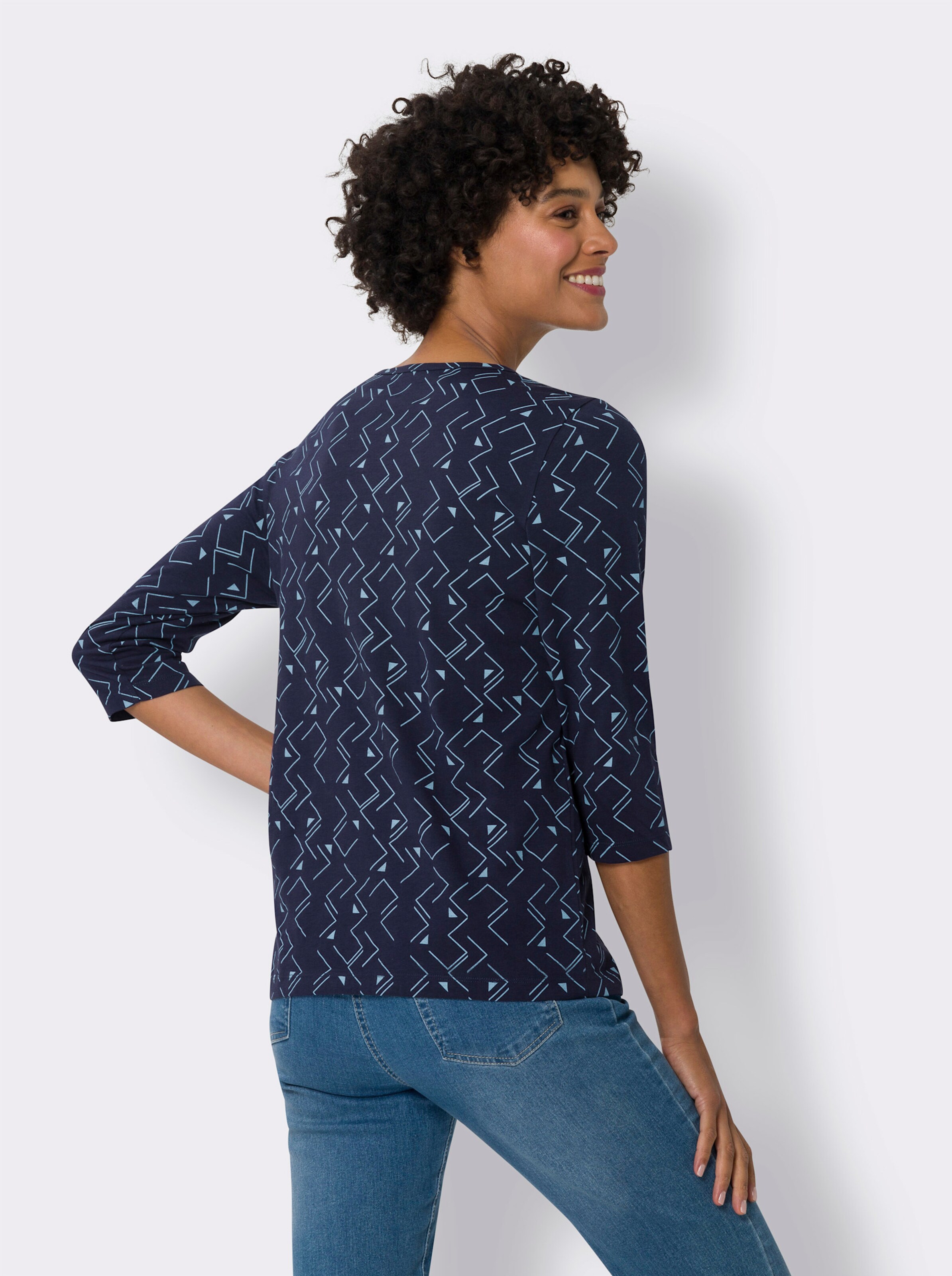34-Arm-Shirt mit grafischem Allover-Muster