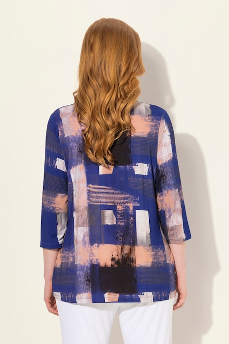 Shirt, bedruckt, Wasserfall-Ausschnitt, 3/4-Arm