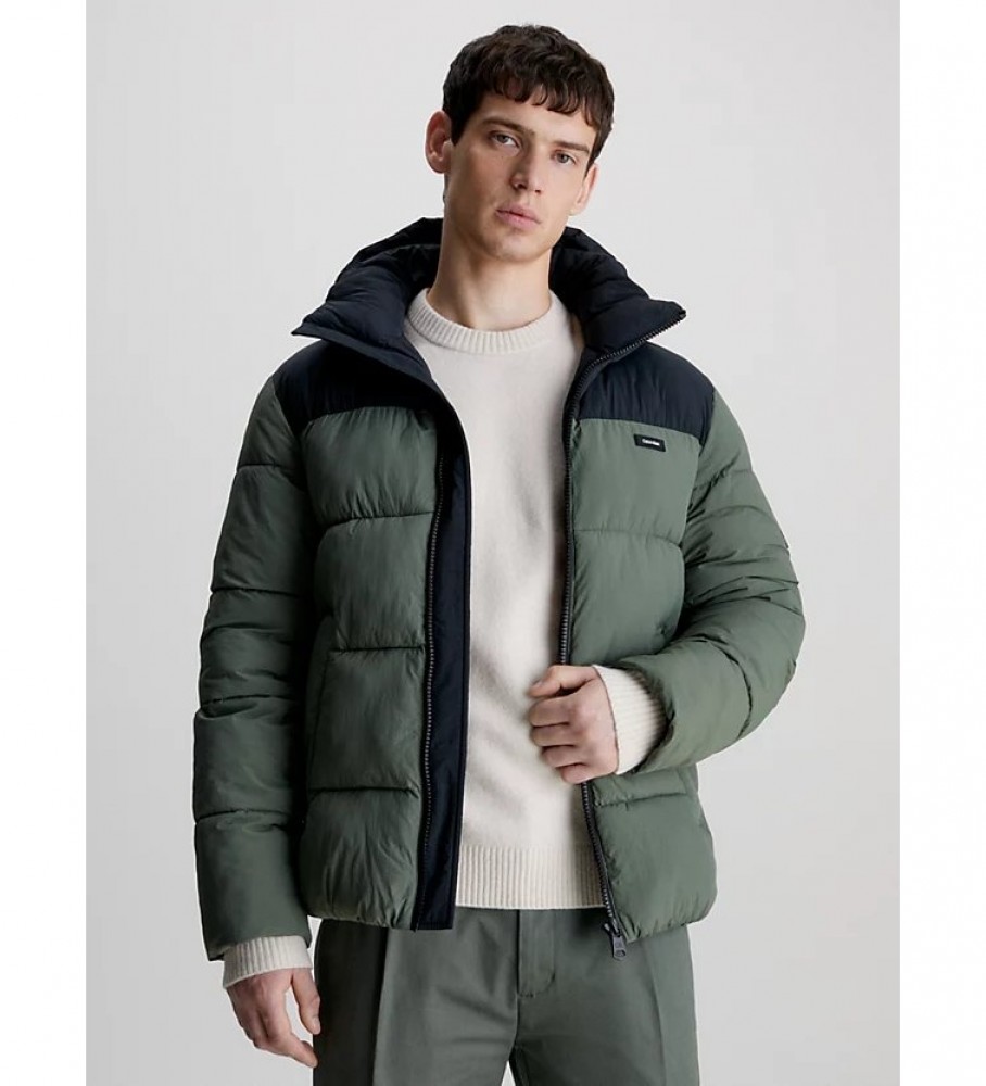 Jaqueta acolchoada Calvin Klein verde com blocos de cores