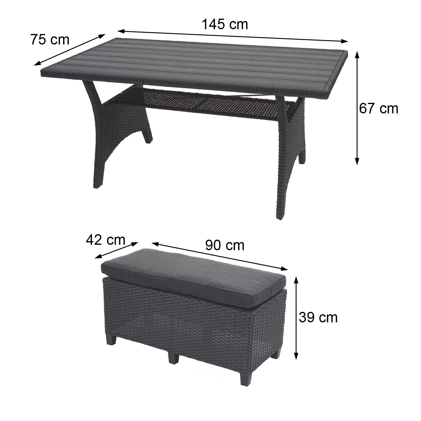Poly Rattan Garnitur MCW-E96, Garten-/Lounge-Set Sitzgruppe, Spun Poly halbrundes Rattan ~ grau, Kissen anthrazit