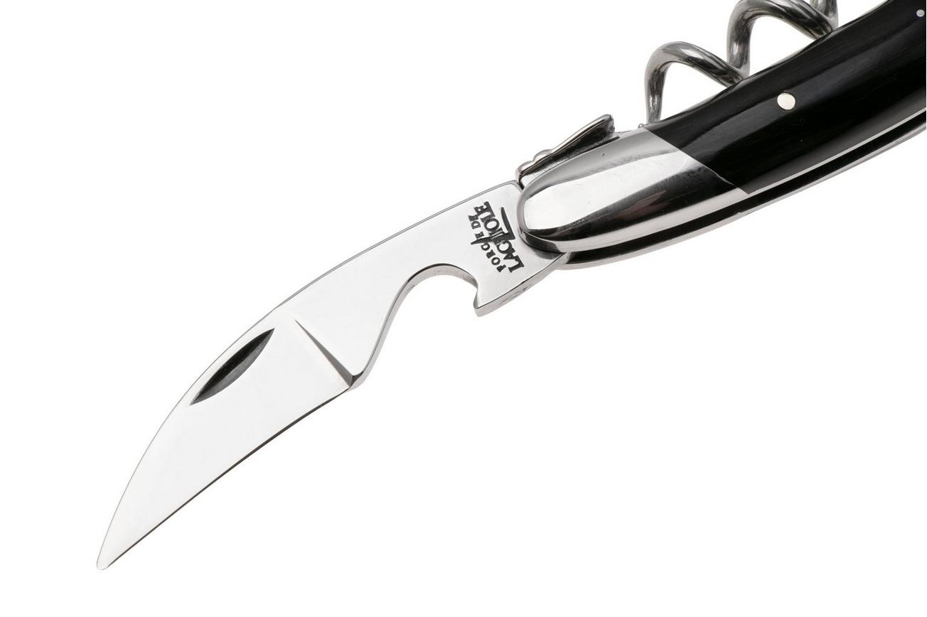 Forge de Laguiole 00005476, Polished Stainless Steel, Stamped Bee, Dark Horn kelnersmes
