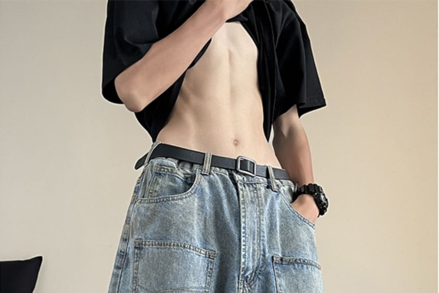 ROOSE - Denim shorts met hoge taille en wijde pijpen