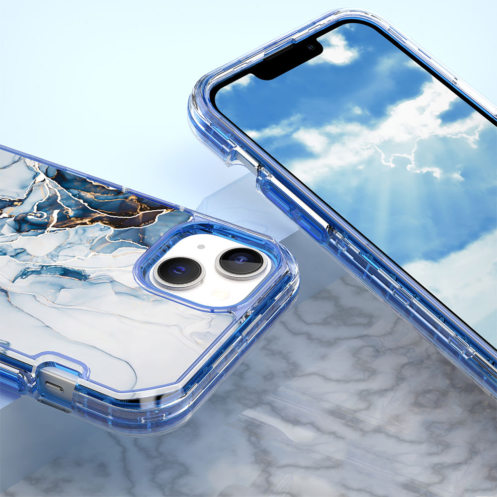 iPhone SE (2022/2020) / 8 / 7 Hybrid Hülle TPU Bumper mit Acryl Rückseite im Marble Marmor Design - Style 3