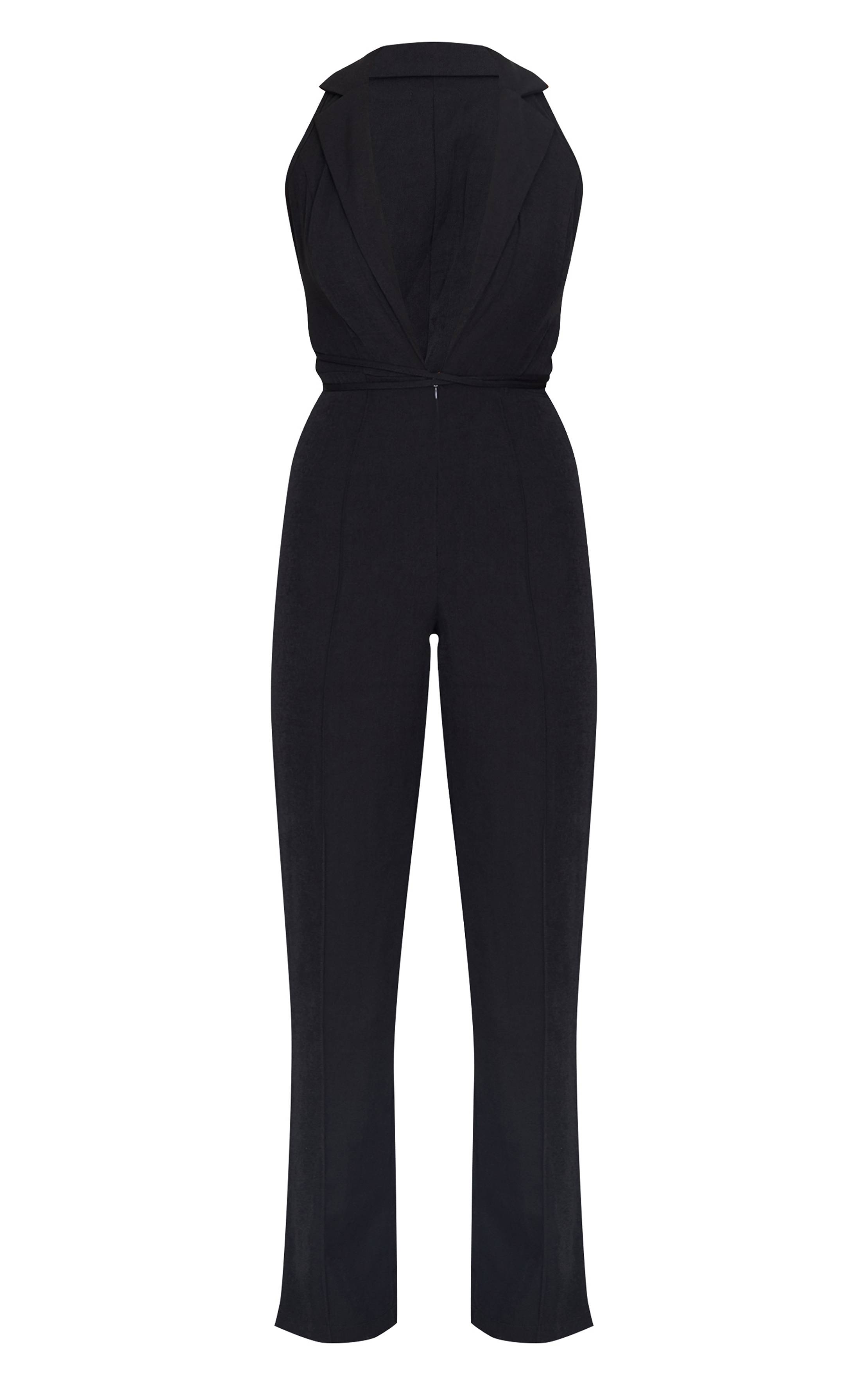 Noir Combinaison Ajustée Tissée Avec Détail Lacé Et Gilet