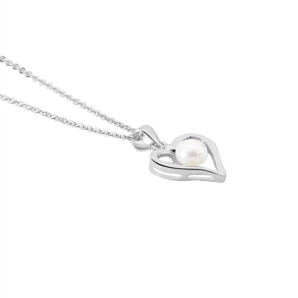 Collier Ainhoa Maille Forçat Argent Blanc Perle De Culture