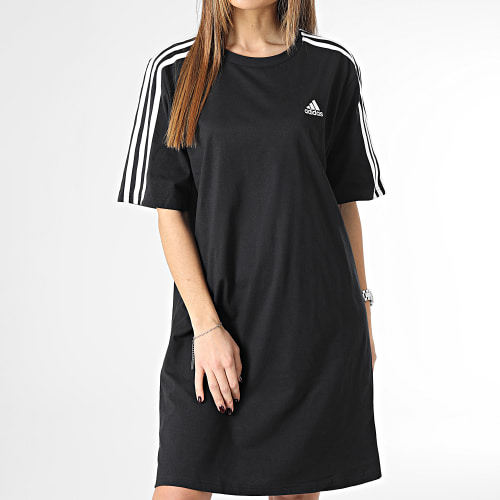Robe Tee Shirt Femme A Bandes 3 Stripes HR4923 Noir