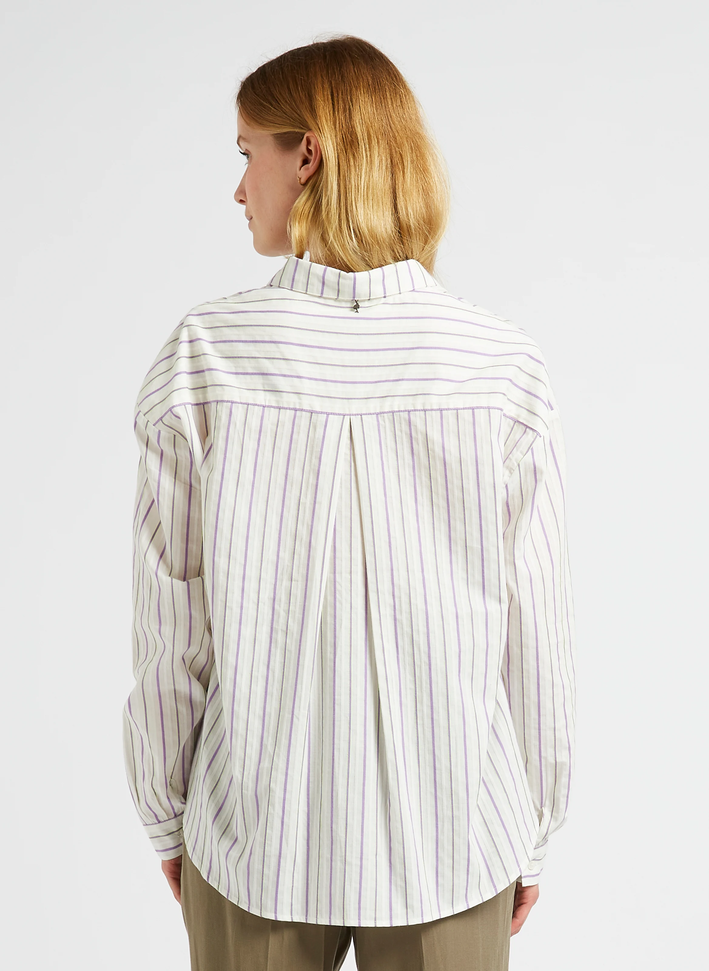CELESTE - Chemise ample col classique en coton rayé | Violet