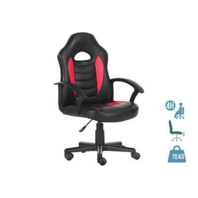 Fauteuil gamer ANZIO - accoudoirs fixes - noir et rouge