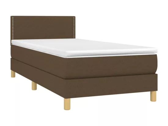 Sommier tapissier et matelas et LED Marron foncé 90x190cm Tissu