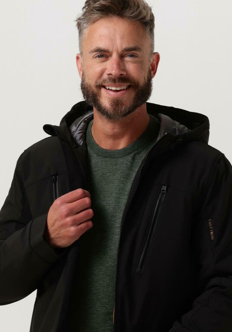 CAST IRON zwarte cast iron gewatteerde jas short jacket softshell zeroyon 2.0