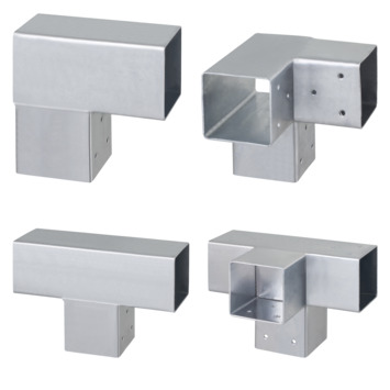 Paalverbinder voor pergola T-verbindingsstuk 4-kants 9x9 cm gegalvaniseerd