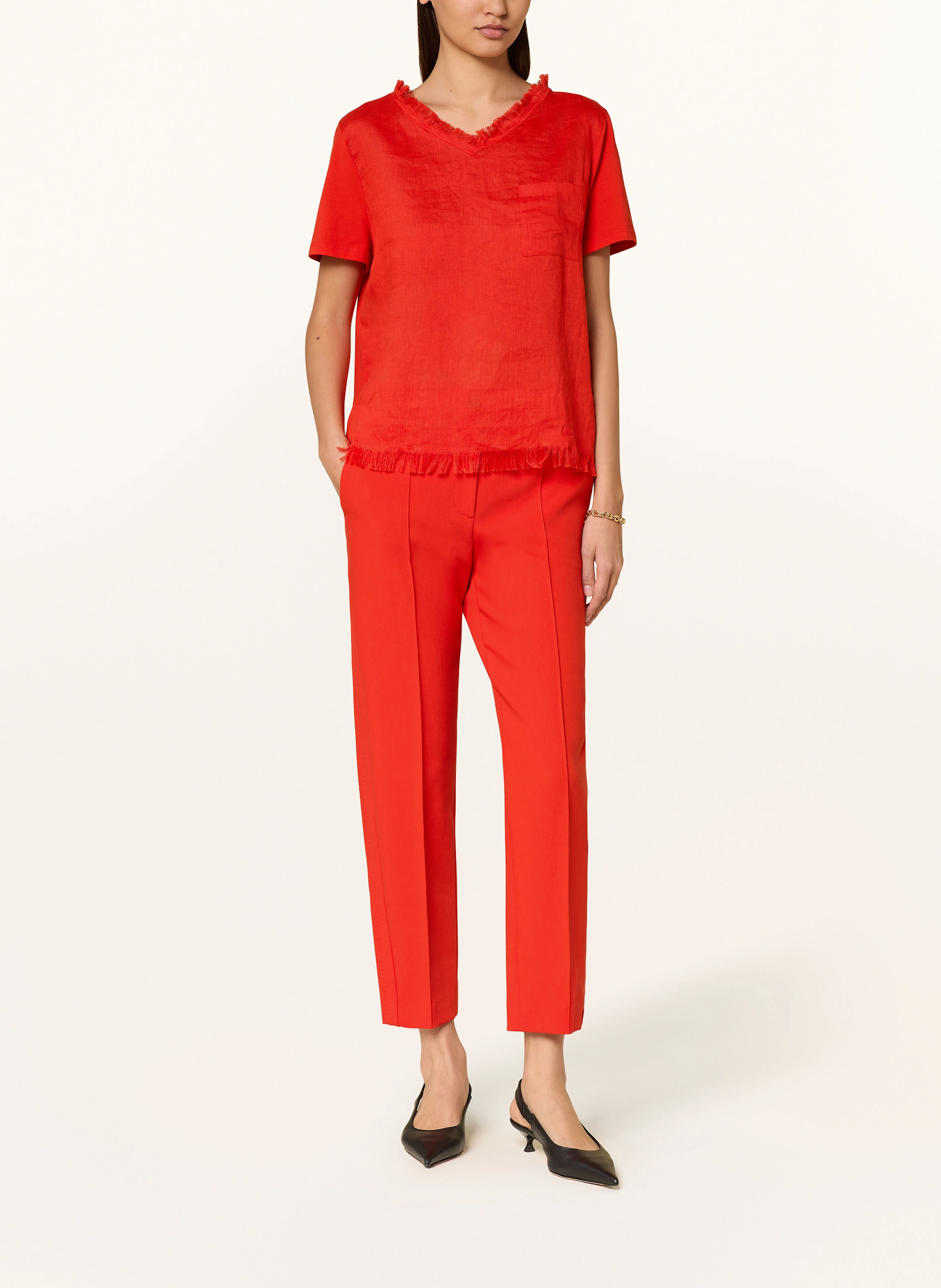 MARC CAIN Blusenshirt im Materialmix mit Leinen