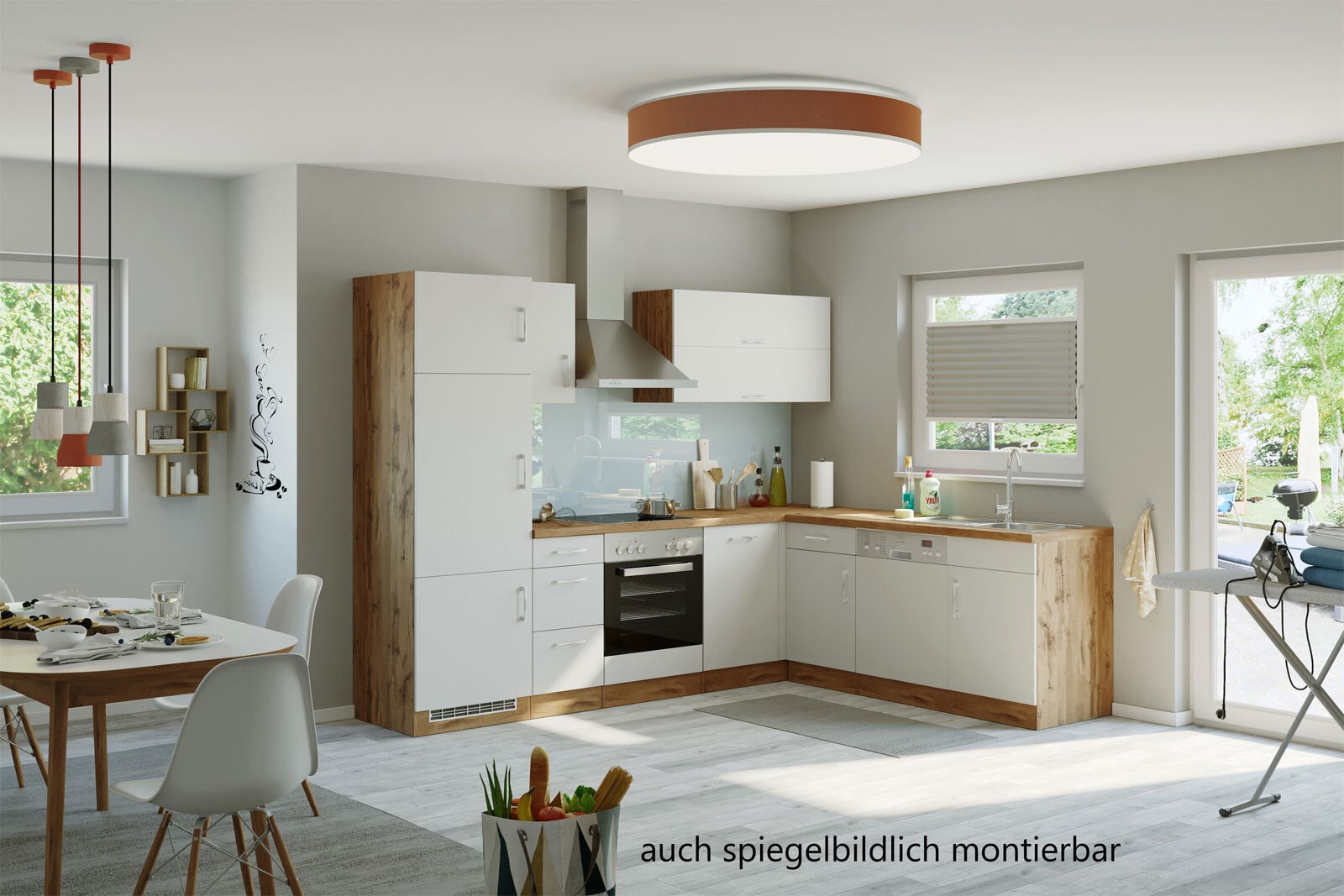 Winkelzeile ODENSE 210 x 270 cm Wotan-Eiche Dekor/ Weiß