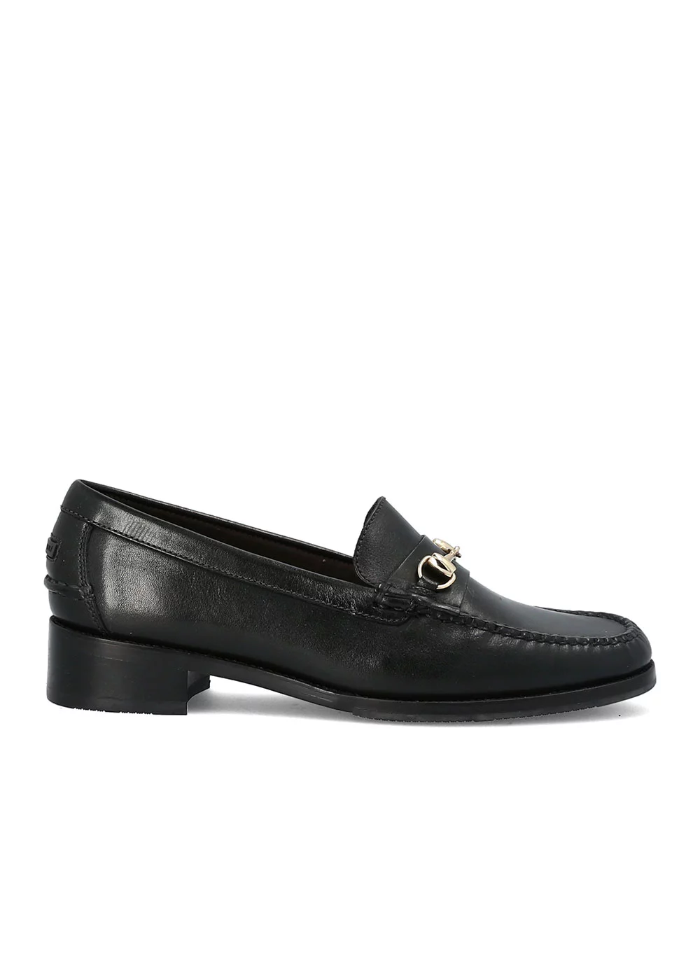 MOCASSIN HEEL MORSETI CUIR NOIR
