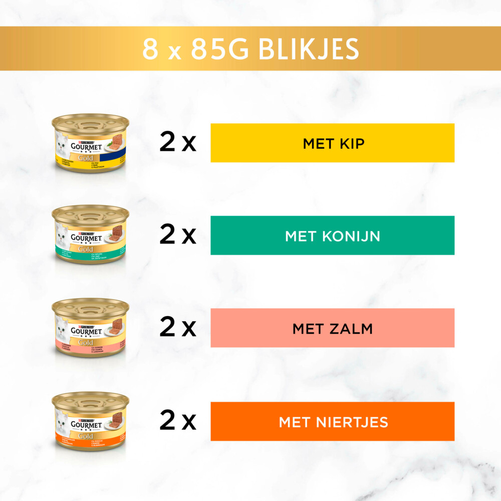 Gourmet Gold Mousse Kip - Zalm - Niertjes - Konijn8 x 85 gr