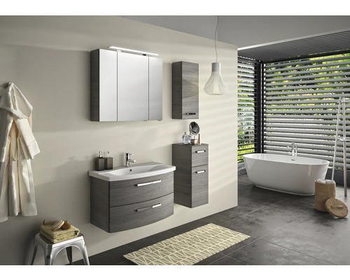 Jungborn wastafelmeubel VENTITRE BxHxD 80 x 49,2 x 43 cm Frontkleur grafiet structuur horizontaal houtdecor