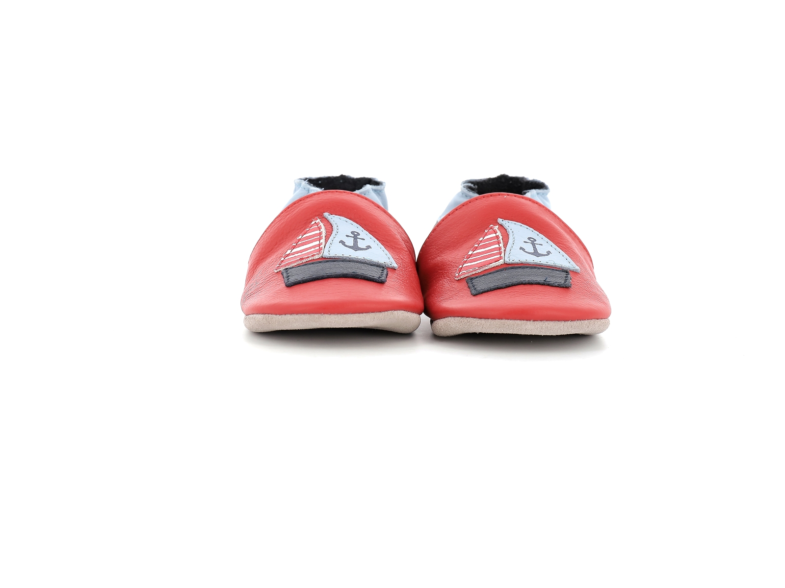 Robeez-FRENCH BOAT Cuir Bleu-Rouge