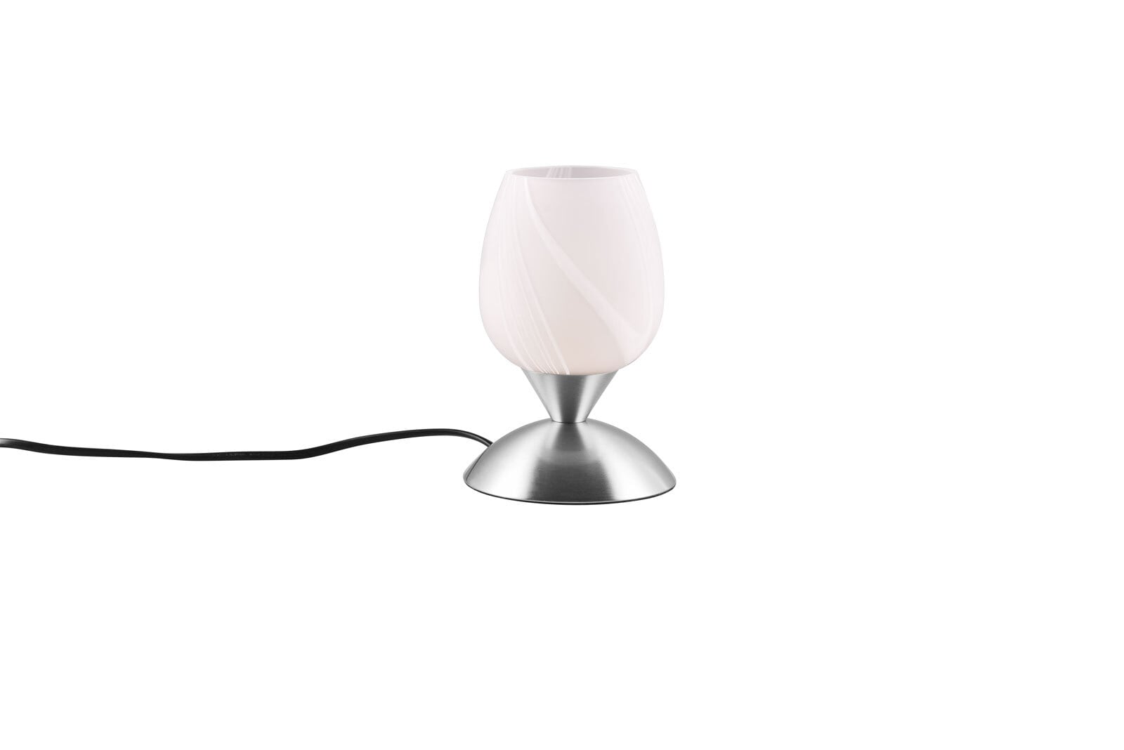 Tischleuchte Cup II Nickel Matt Glas Opal Weiß matt H18/Ø12 cm