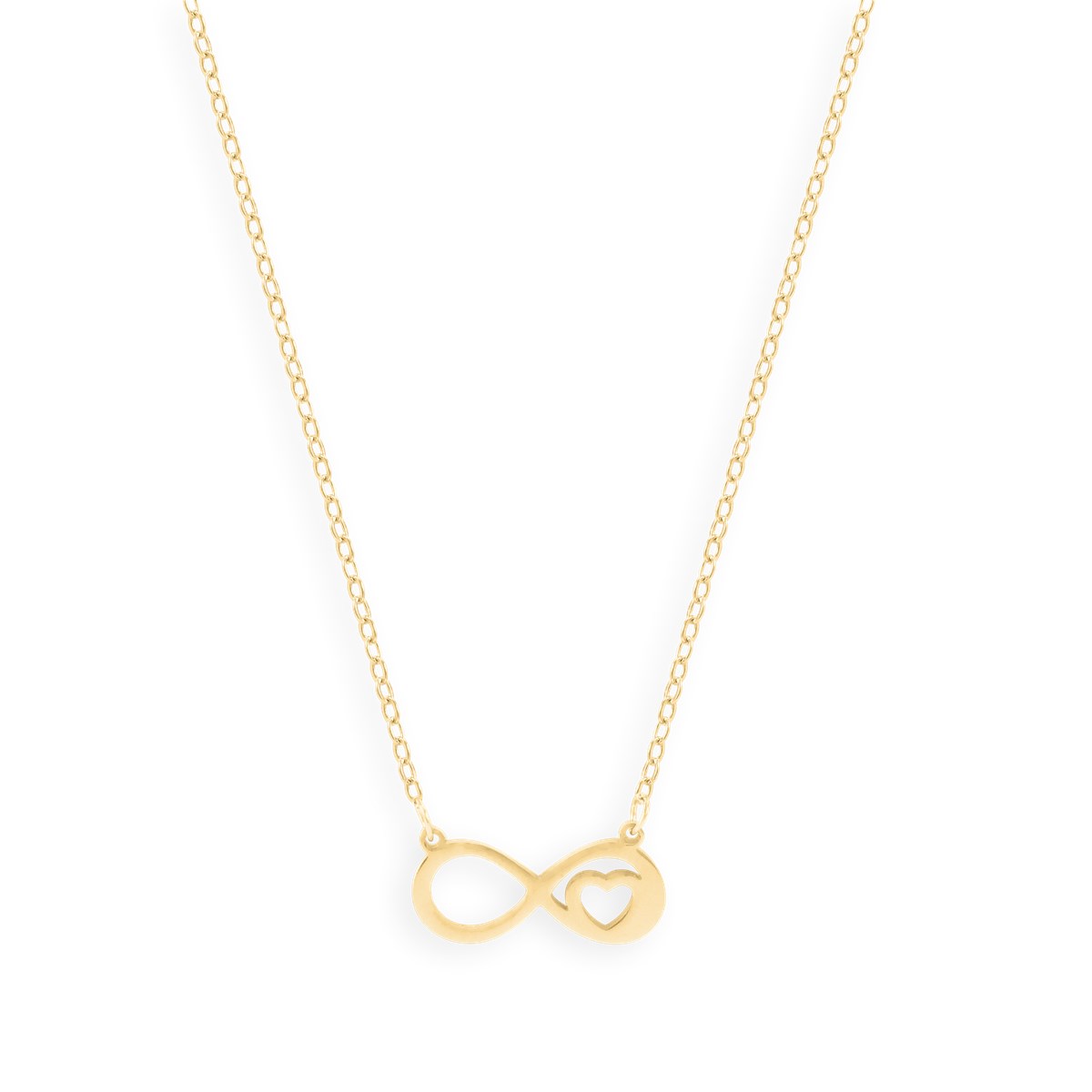 Collier inifni et coeur en acier plaqué jaune