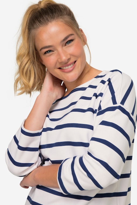 Sweatshirt, oversized, Ringel, 3/4-Ärmel, OEKO-TEX