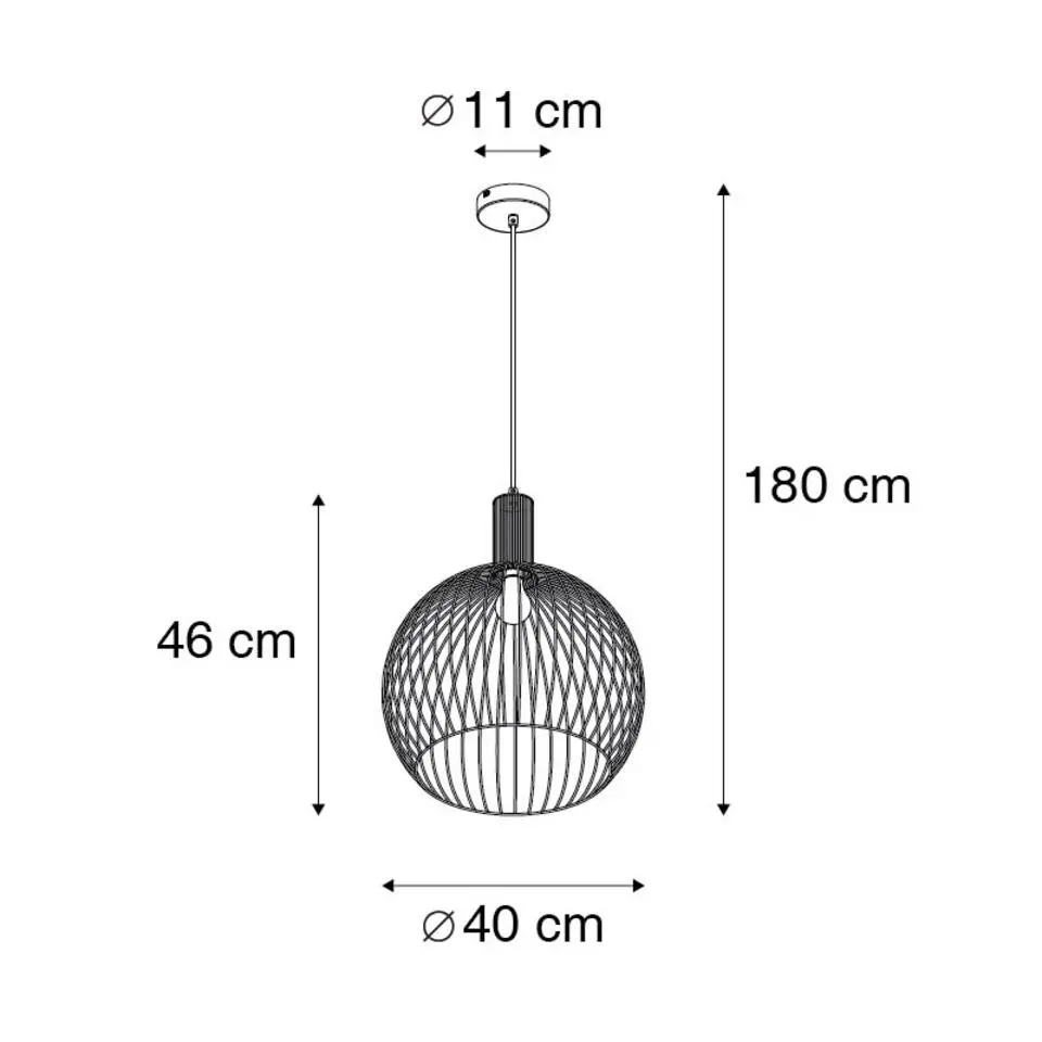Qazqa hanglampen wire zwart e27