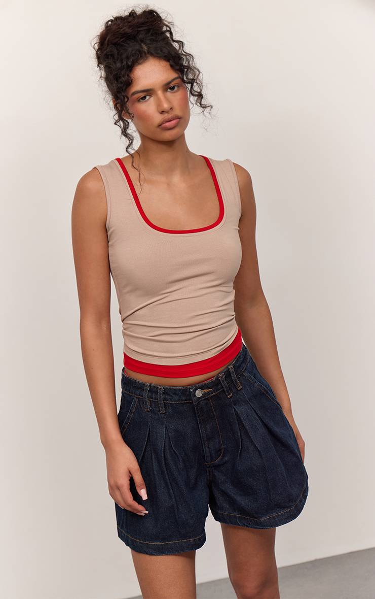 Bleu Indigo Short Mom En Denim Indigo À Détails Plissés