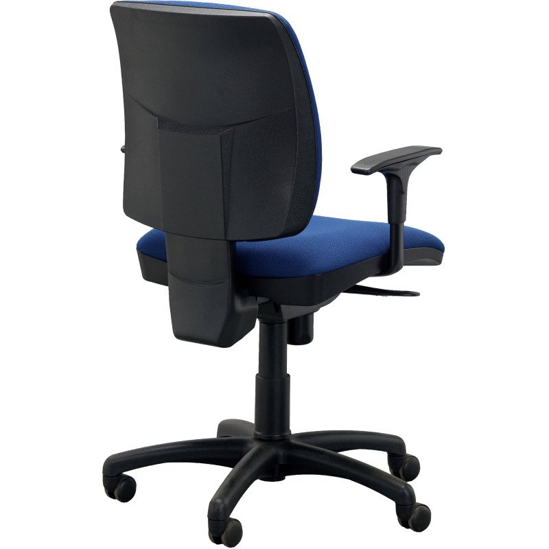 Chaise de bureau reconditionnée - assise et dossier tissu - bleu