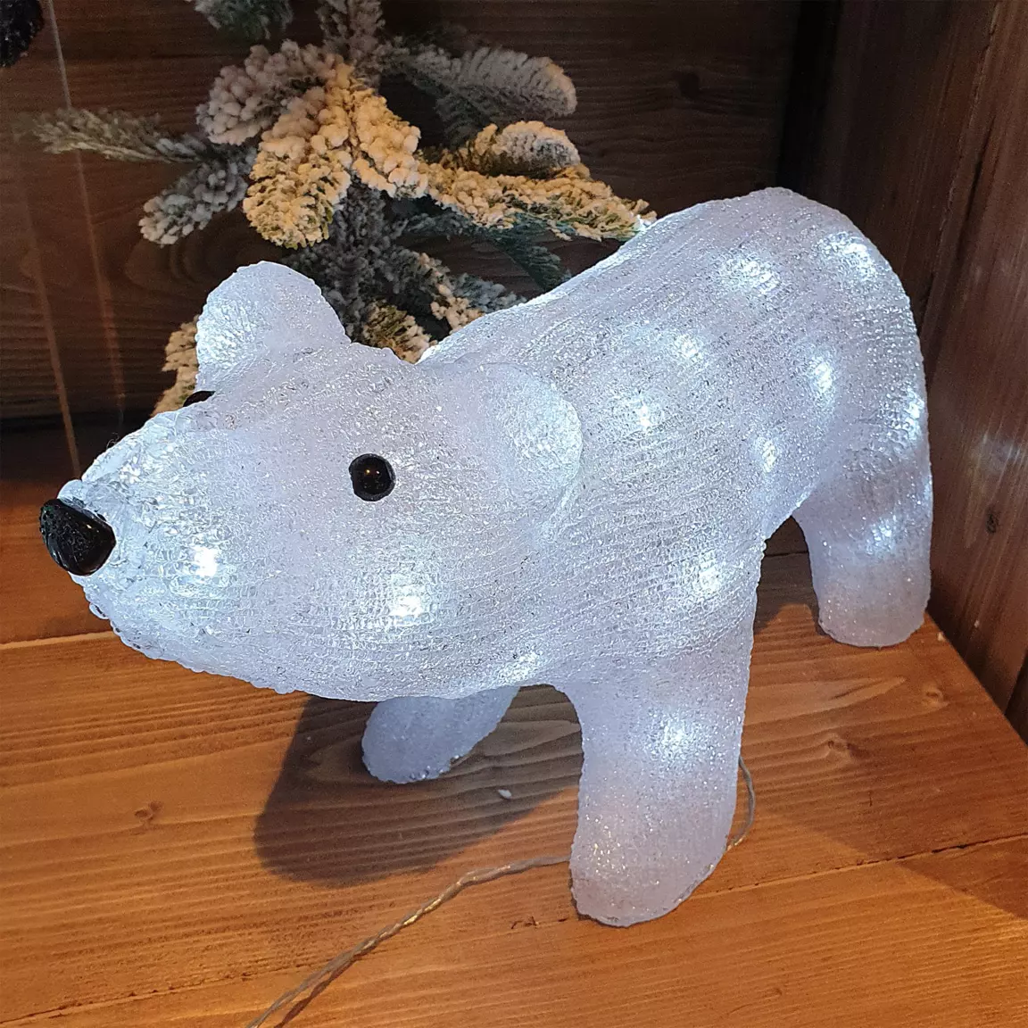 Ours lumineux solaire 40 LED (H24 cm) Titouan Blanc froid